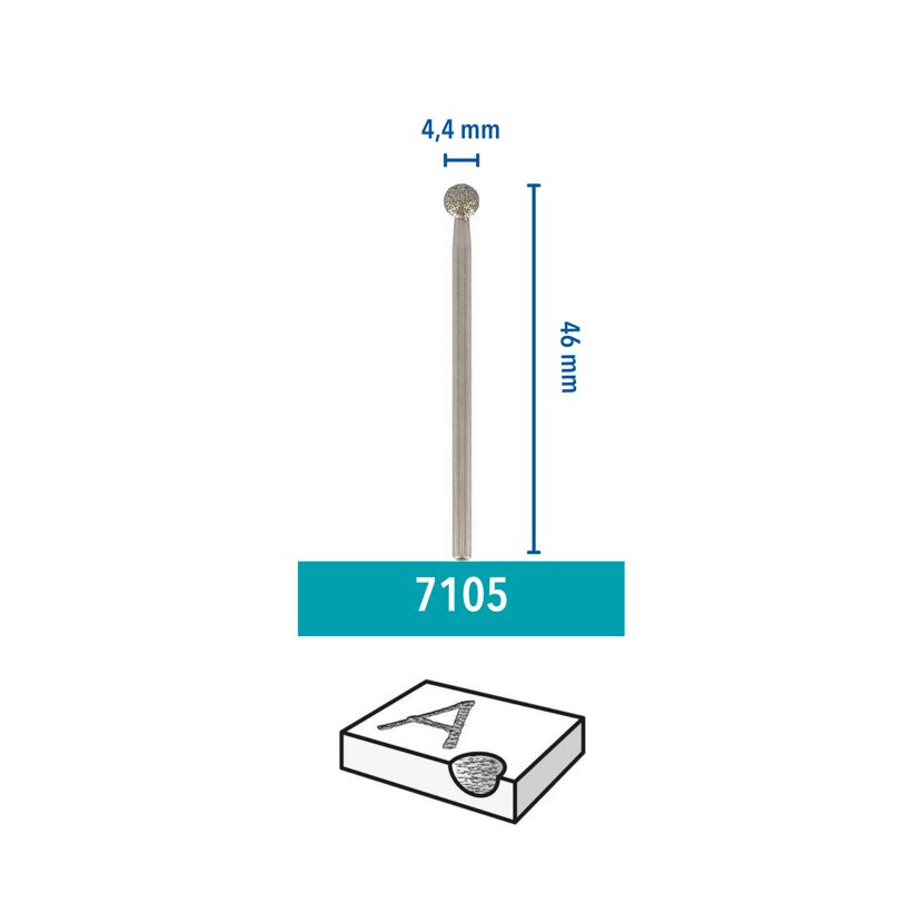 Schleifspitze silber, Kugeldurchmesser 4,4 mm