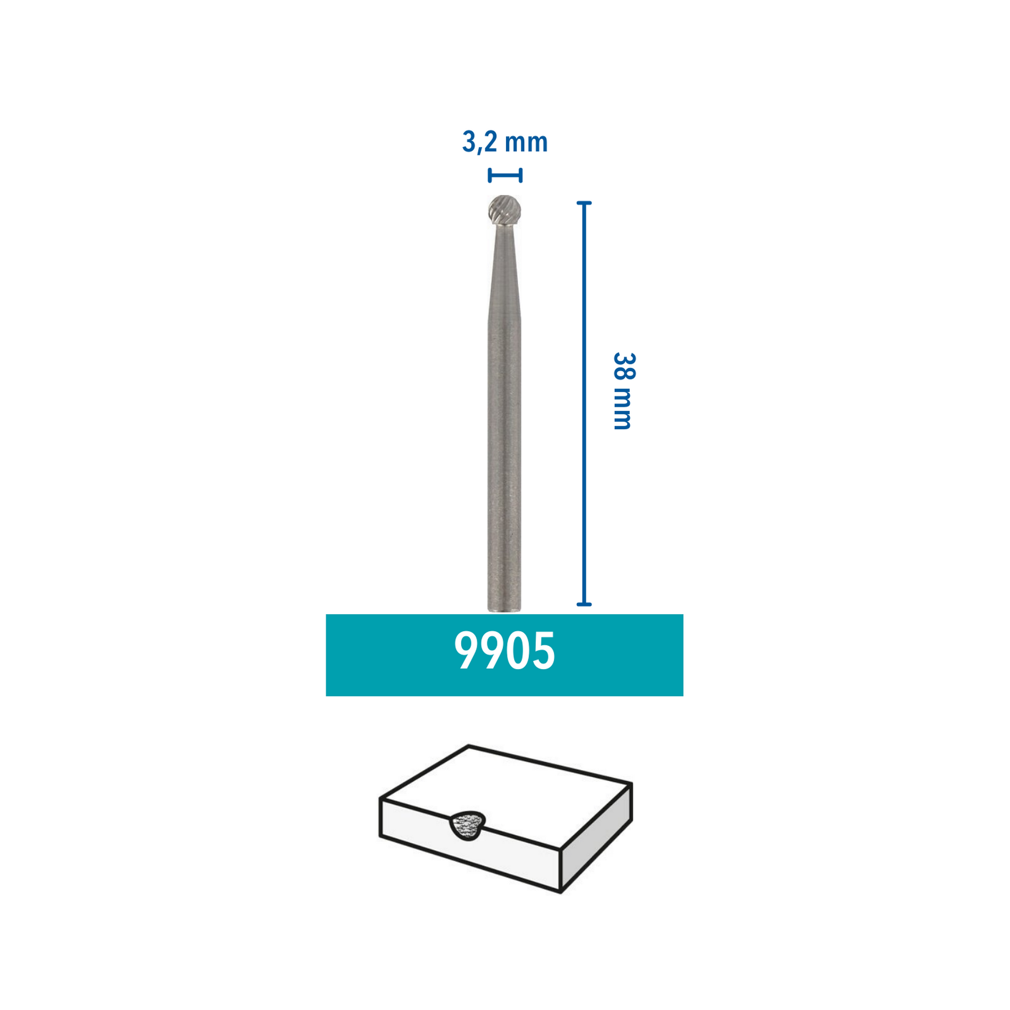 Wolframcarbid-Fräser 9905 rund Ø 3,2 mm