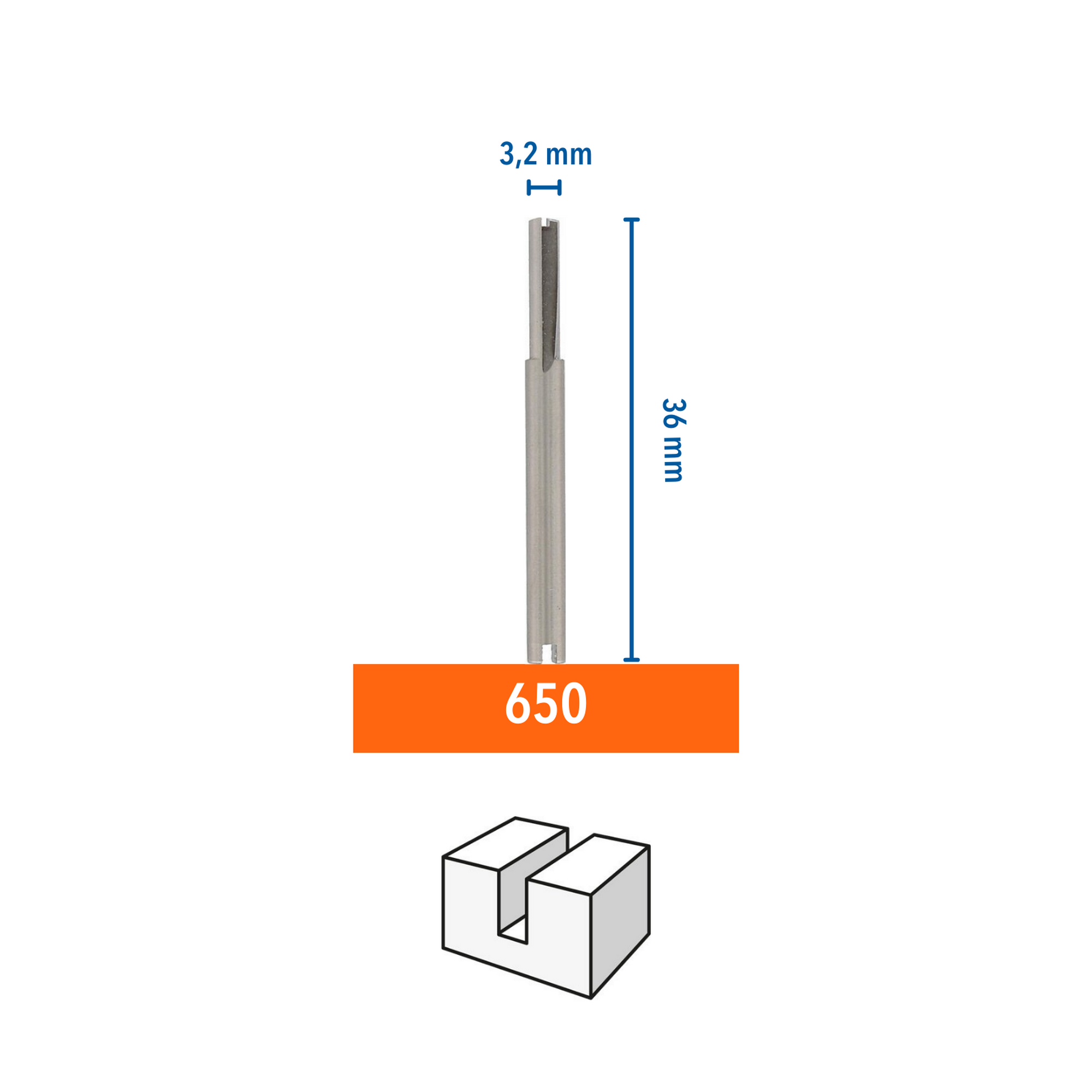 Nutfräser 650 Ø 3,2 mm