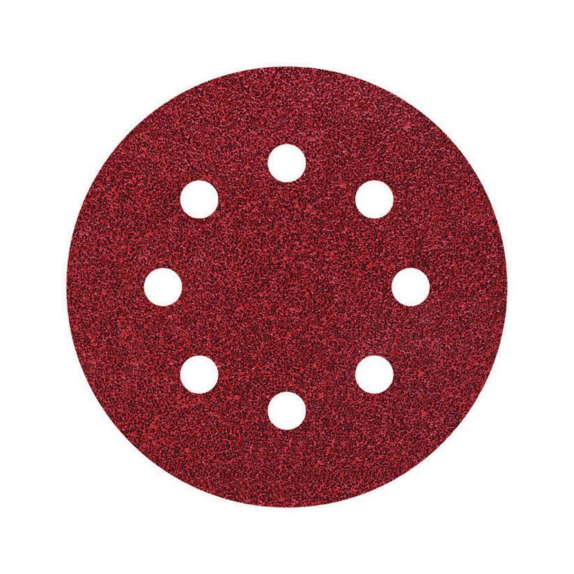Rotes Schleifpapier mit sieben Löchern