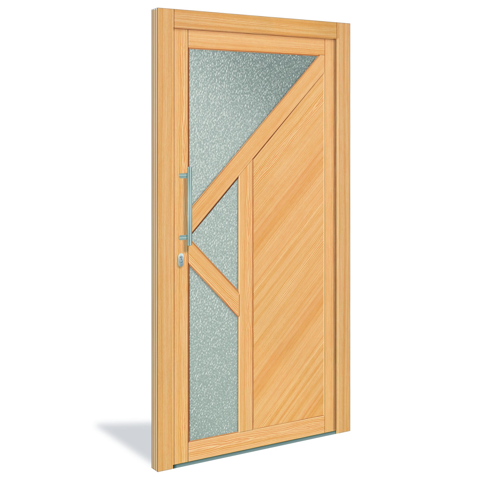 Holztür mit Glaseinsätzen