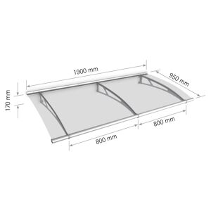 Pultbogenvordach "LT-Line" Acrylglas satiniert transparent/weiß 17 x 95 x 190 cm