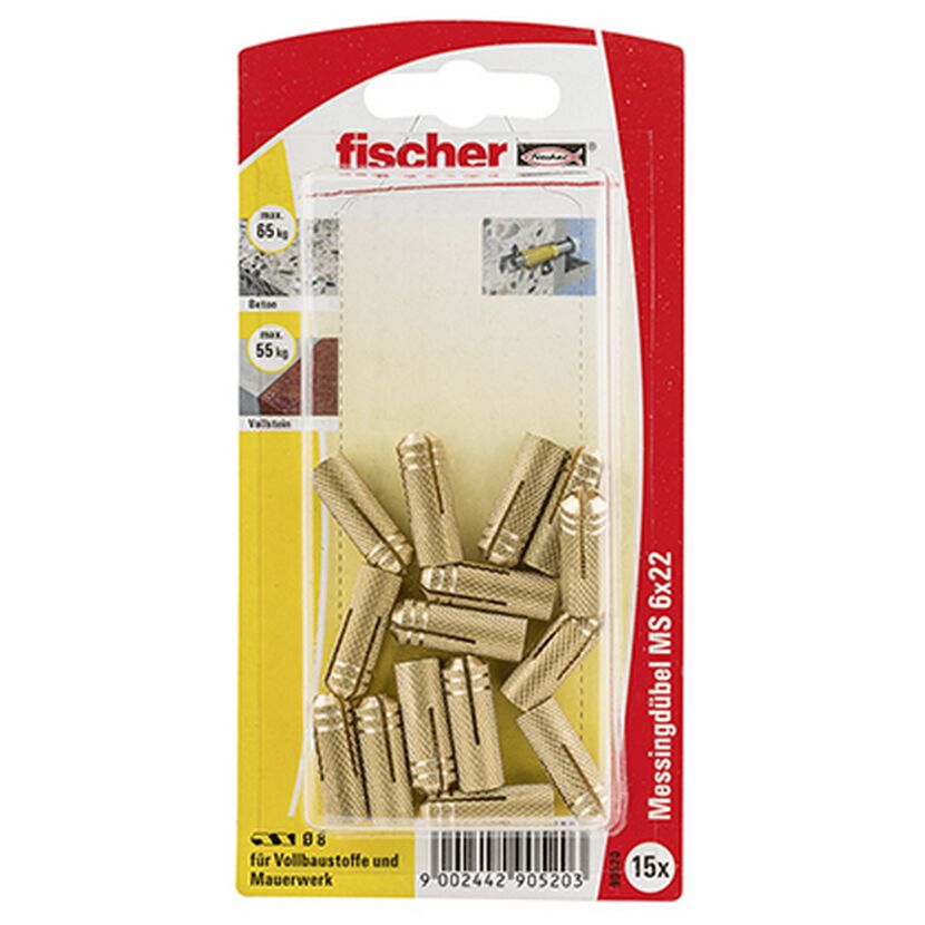fischer Messingdübel MS 6 x 22 15 Stück