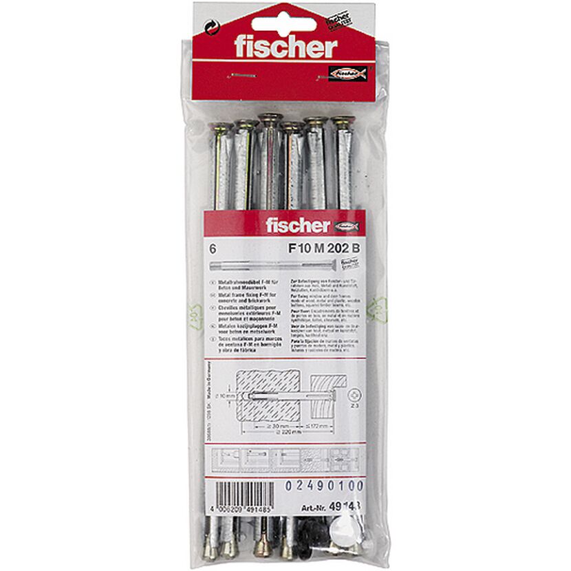 fischer Fensterrahmendübel F 10 M 202 B Beutel 6 Stück
