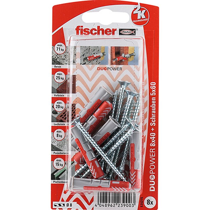fischer DUOPOWER 8 x 40 S mit Schraube 8 Stück
