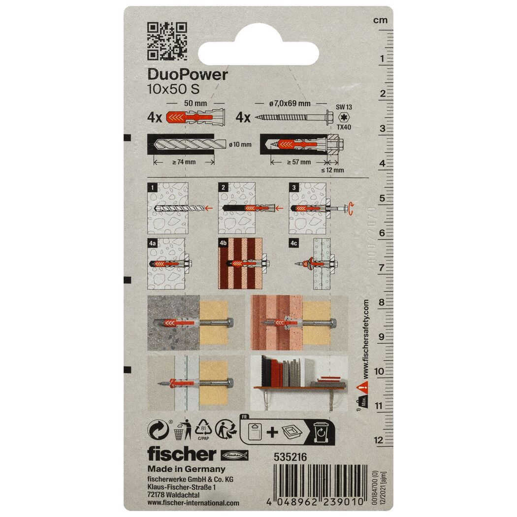 fischer DUOPOWER 10 x 50 S mit Schraube 4 Stück