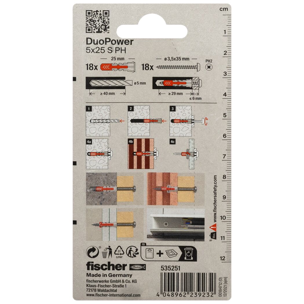 fischer DUOPOWER 5 x 25 S PH 18 Stück