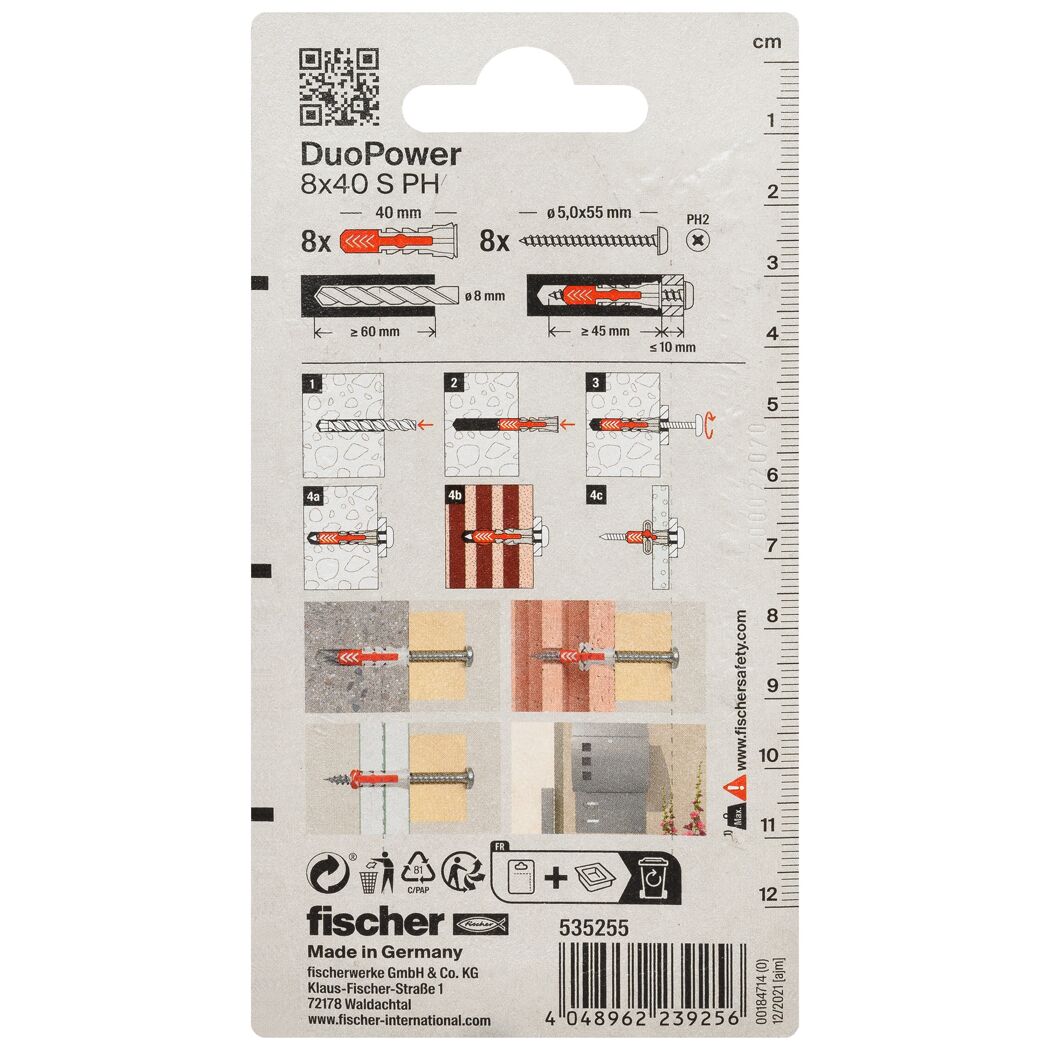 fischer DUOPOWER 8 x 40 S PH 8 Stück