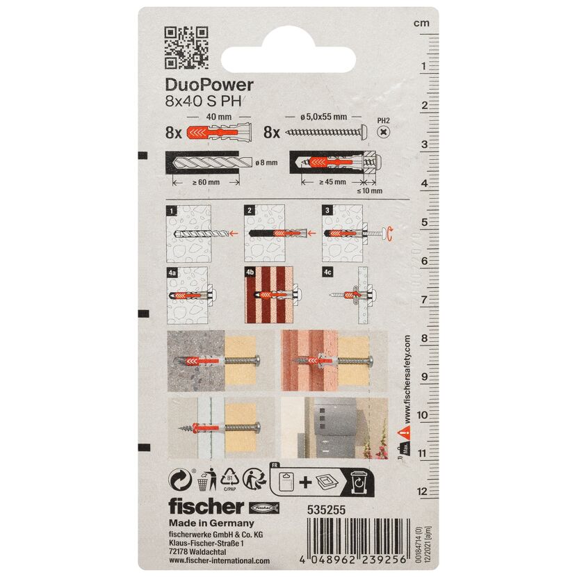 fischer DUOPOWER 8 x 40 S PH 8 Stück