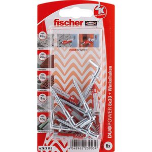 fischer DUOPOWER 6 x 30 WH mit Winkelhaken 6 Stück