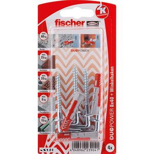 fischer DUOPOWER 8 x 40 WH mit Winkelhaken 4 Stück