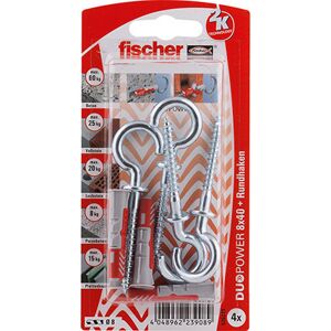 fischer DUOPOWER 8 x 40 RH mit Rundhaken 4 Stück