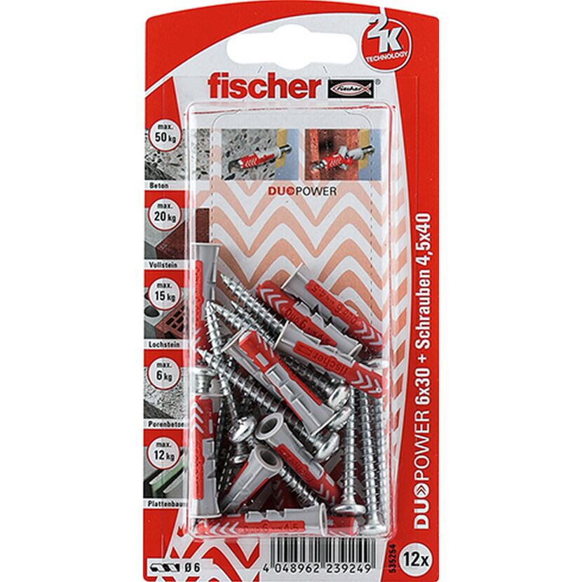 fischer DUOPOWER 6 x 30 S PH 12 Stück