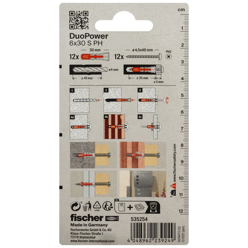fischer DUOPOWER 6 x 30 S PH 12 Stück