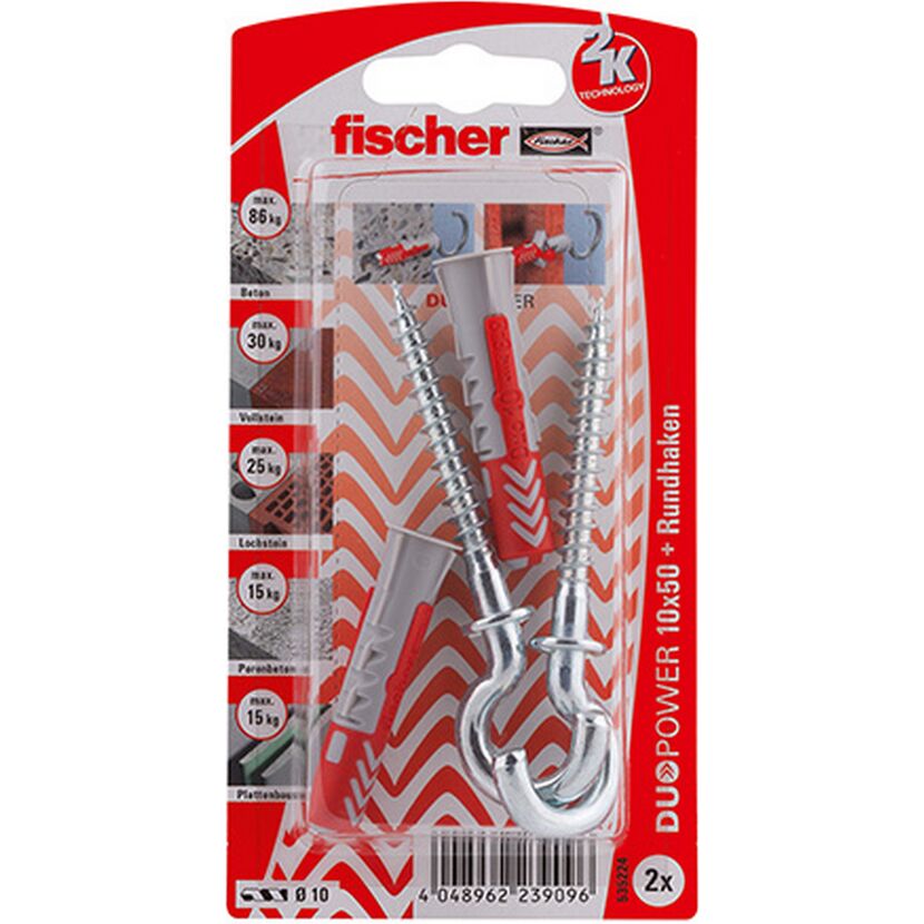 fischer DUOPOWER 10 x 50 RH mit Rundhaken 2 Stück