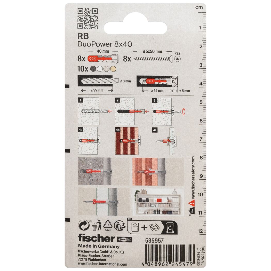 fischer DUOPOWER 8 x 40 RB 8 Stück