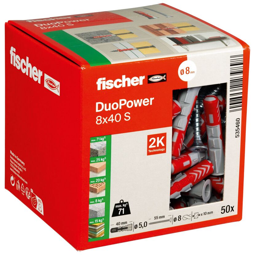 fischer DUOPOWER 8 x 40 S LD mit Schraube 50 Stück