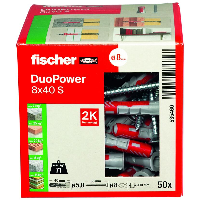fischer DUOPOWER 8 x 40 S LD mit Schraube 50 Stück