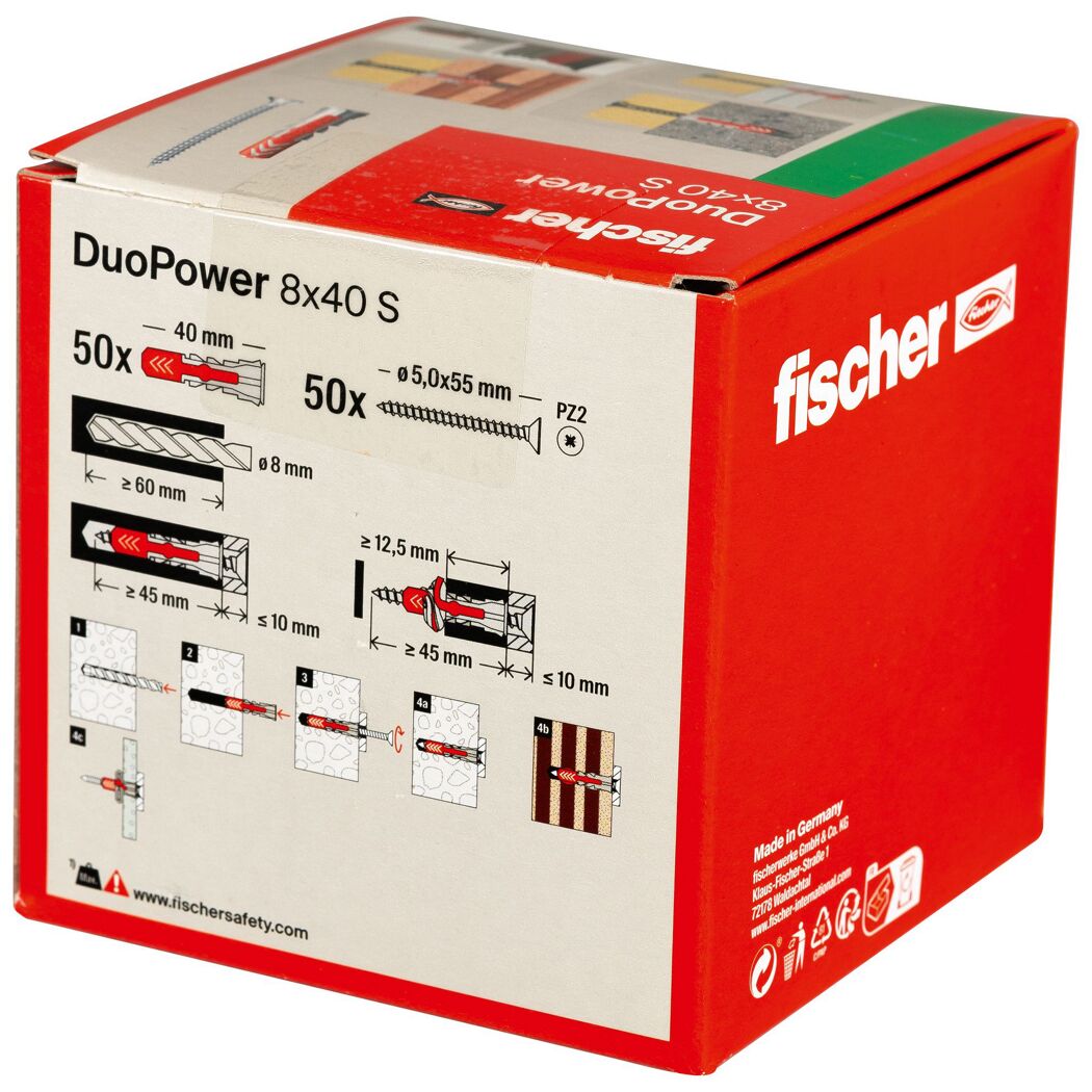 fischer DUOPOWER 8 x 40 S LD mit Schraube 50 Stück