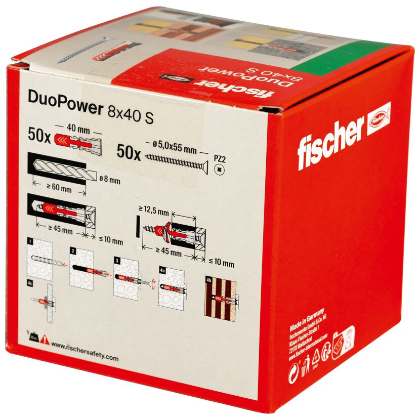 fischer DUOPOWER 8 x 40 S LD mit Schraube 50 Stück