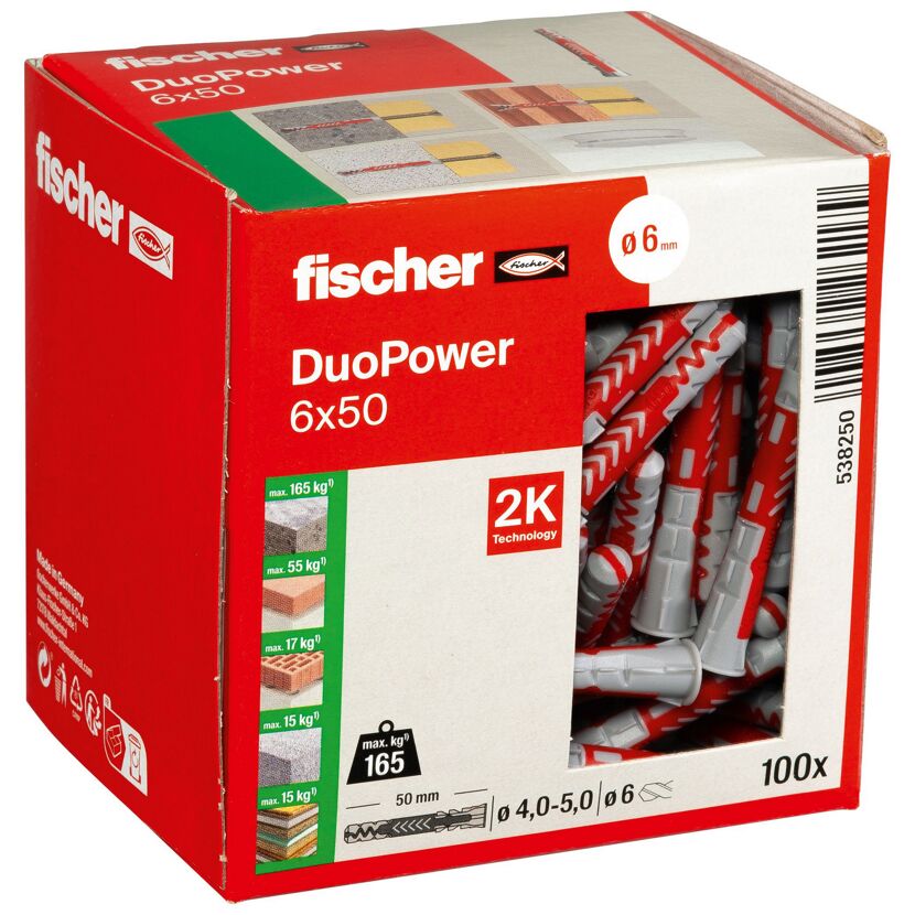 Dübel-Set 'Duopower' Ø 6 x 50 mm, 100-teilig