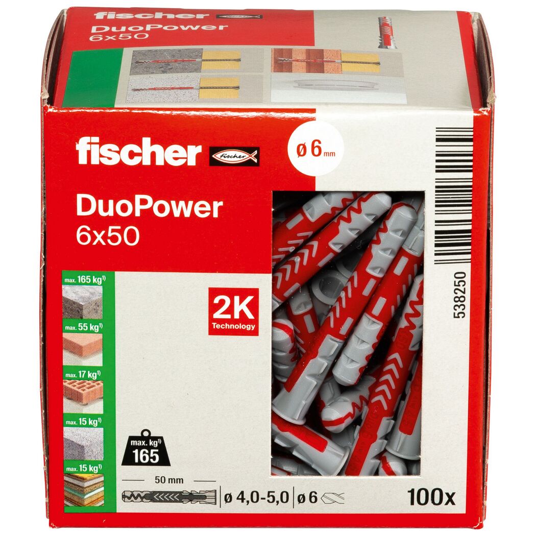 Dübel-Set 'Duopower' Ø 6 x 50 mm, 100-teilig