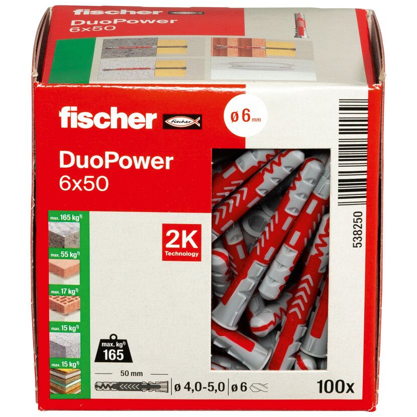 Dübel-Set 'Duopower' Ø 6 x 50 mm, 100-teilig
