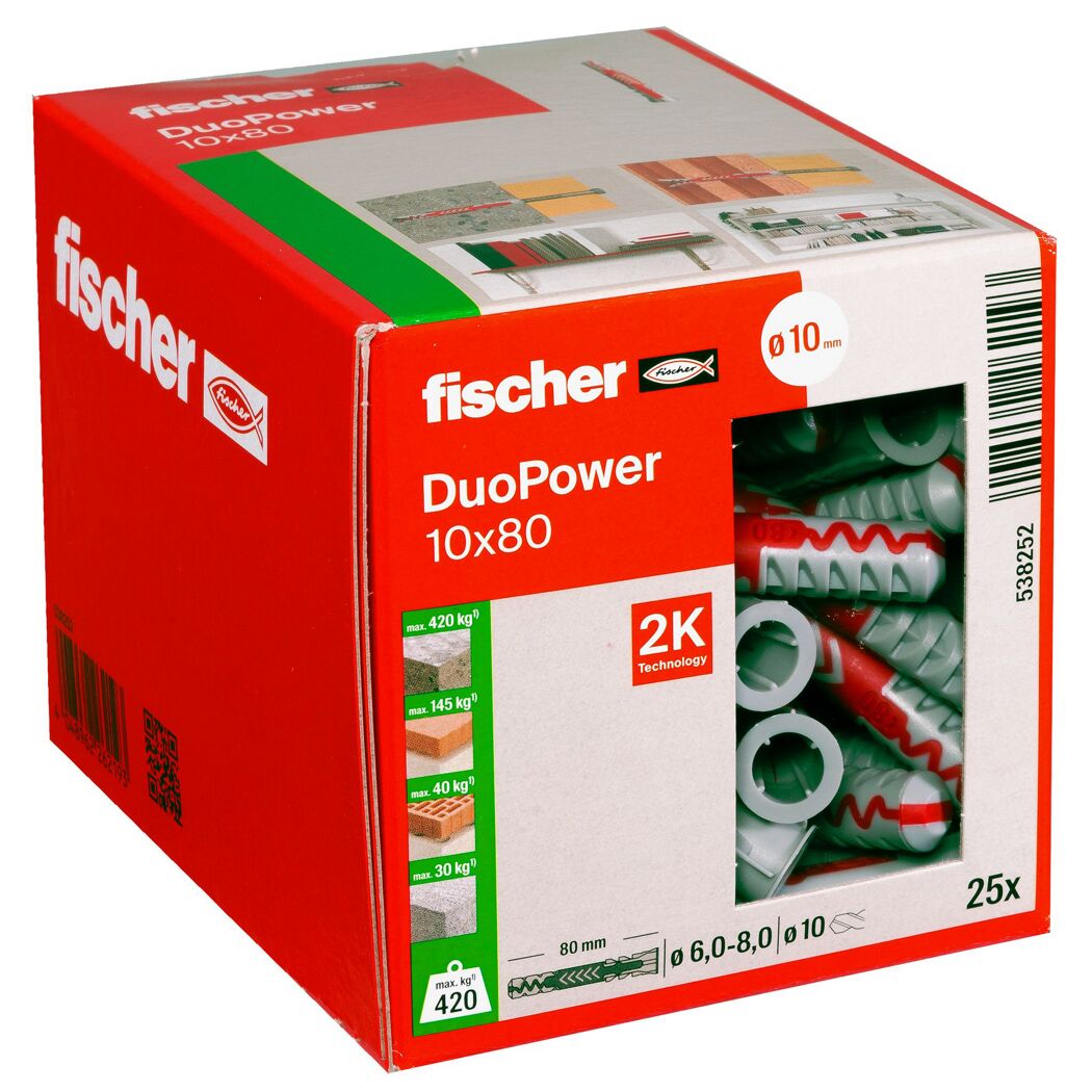 Universaldübel DuoPower Ø 10 mm x 80 mm 25 Stück