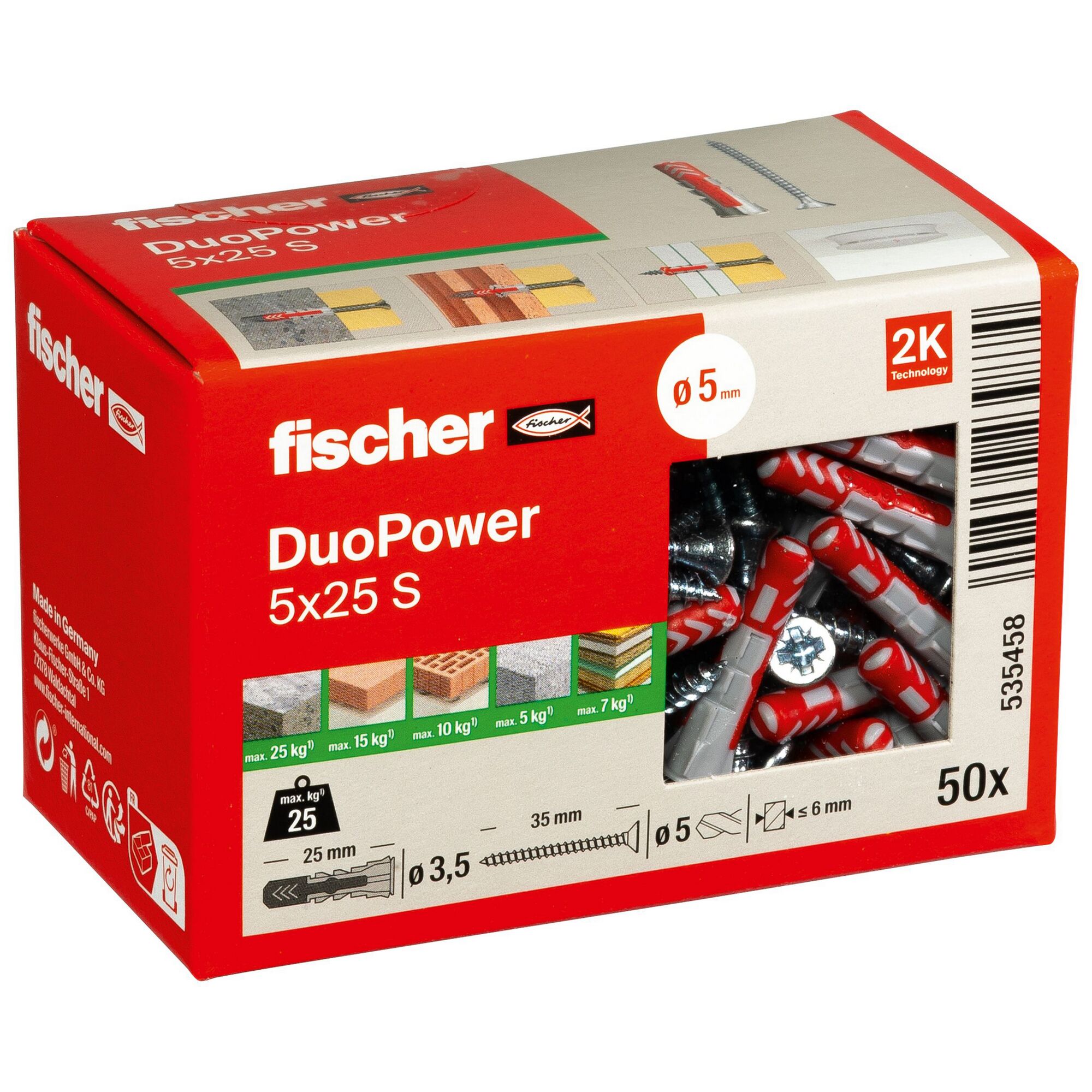 Fischer DuoPower 5x25 S Dübel im Karton