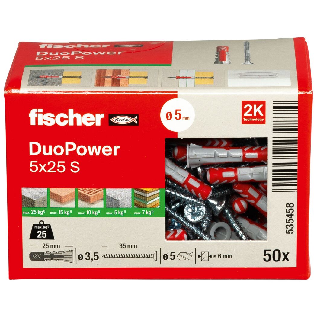 Fischer DuoPower 5x25 S Dübel und Schrauben