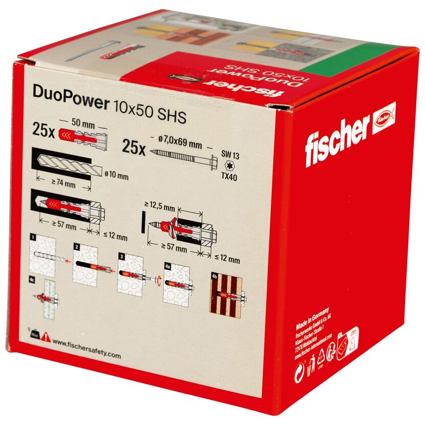 Montage-Set 'Duopower' Dübel und Schrauben, Ø 10 x 50 mm, 50-teilig