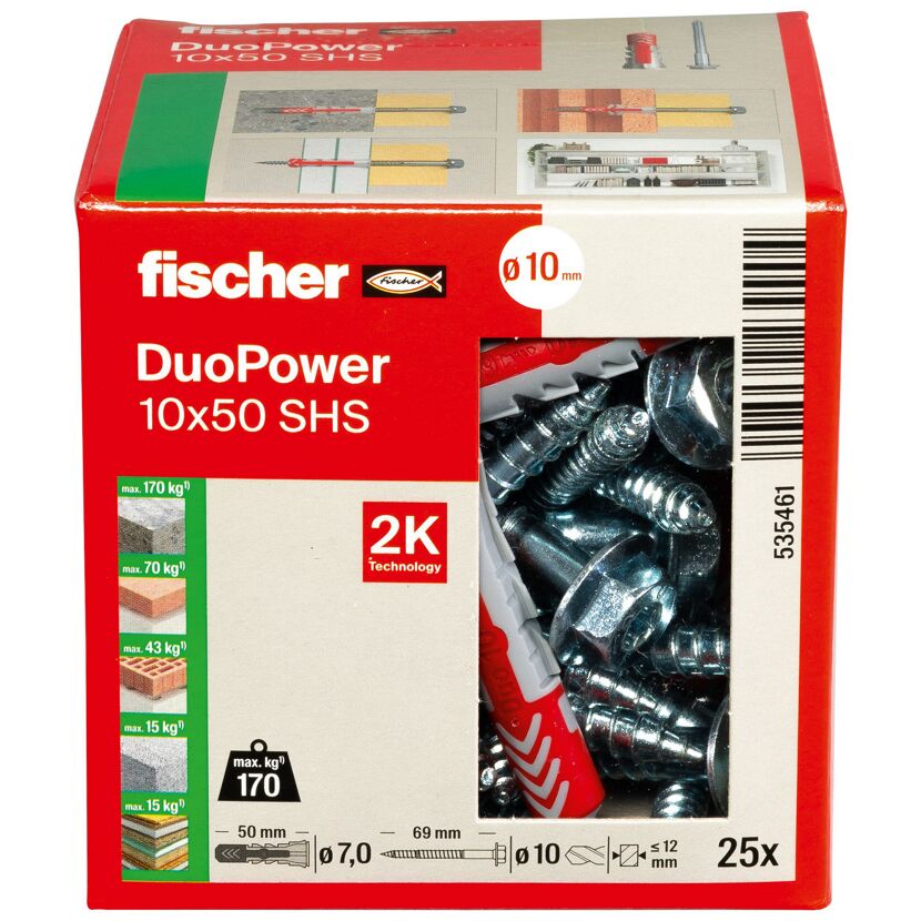 Montage-Set 'Duopower' Dübel und Schrauben, Ø 10 x 50 mm, 50-teilig