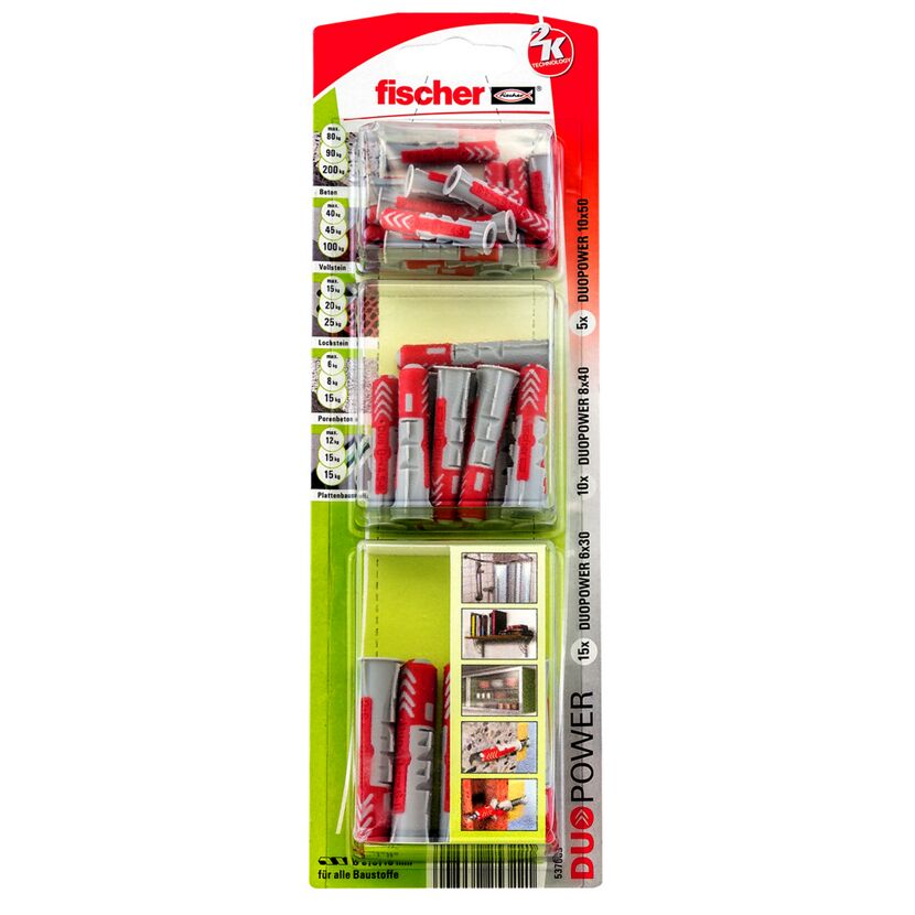 Dübel-Set 'Duopower' Ø 6, 8 und 10 mm, 30-teilig