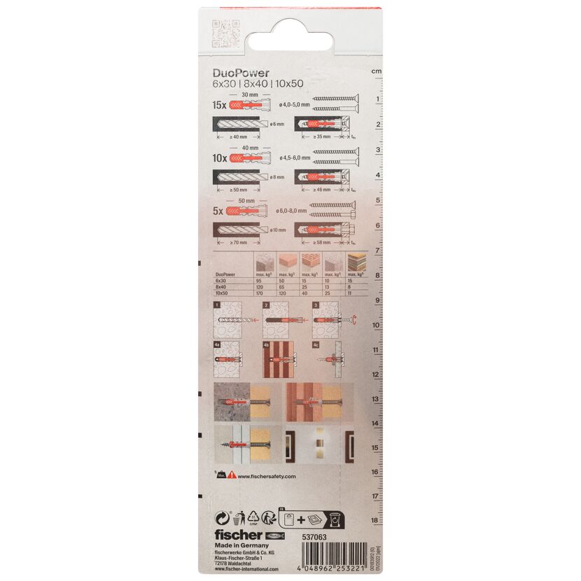 Dübel-Set 'Duopower' Ø 6, 8 und 10 mm, 30-teilig