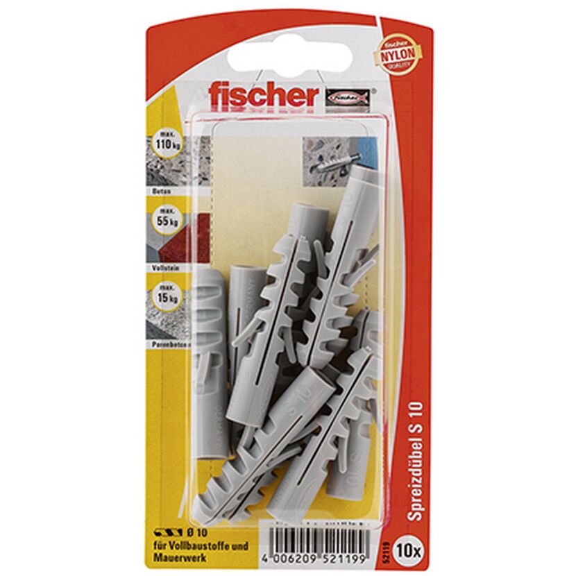fischer Dübel S 10 10 Stück