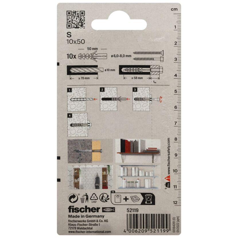 fischer Dübel S 10 10 Stück