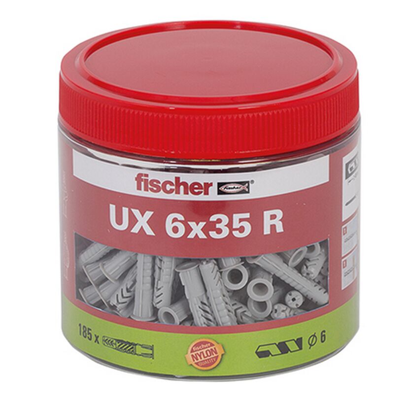 Runddose mit Universaldübeln 'UX' Ø 6 x 35 mm, 185 Stück