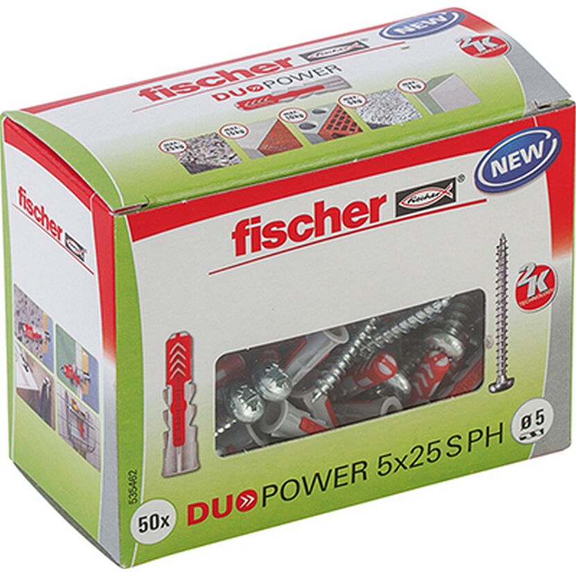 Montage-Set 'Duopower' Dübel und Panheadschrauben, Ø 5 x 25 mm, 100-teilig