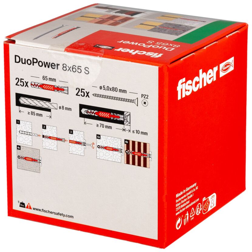 Montage-Set 'Duopower' Dübel und Senkkopfschrauben, Ø 8 x 65 mm, 50-teilig