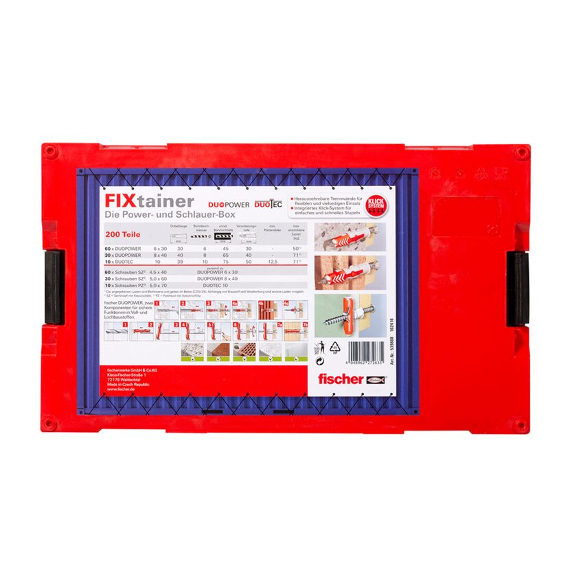 Dübel- und Schrauben-Box 'FIXtainer - Duopower/Duotec' 200-teilig