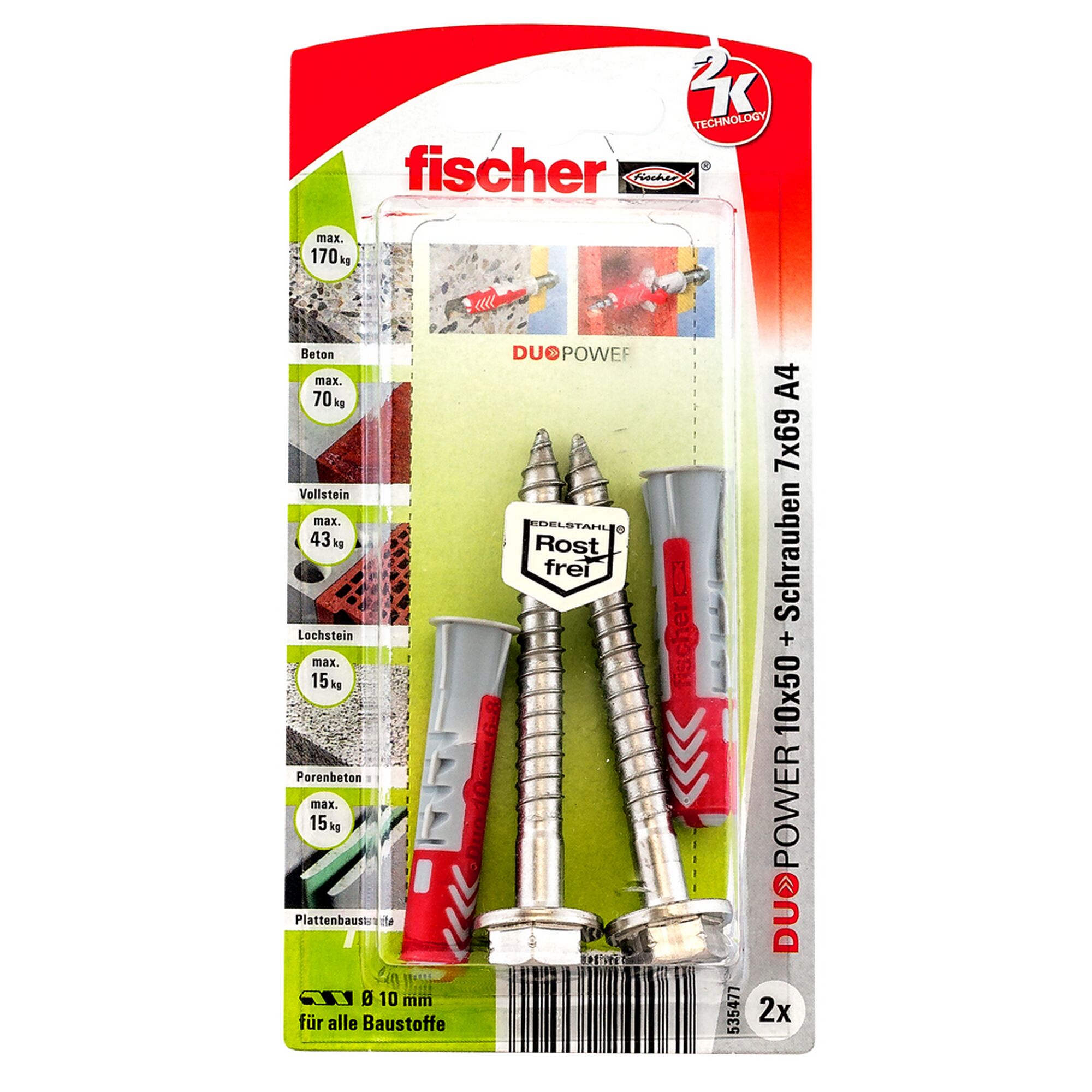Fischer DUOPOWER 10x50 Schrauben und Dübel