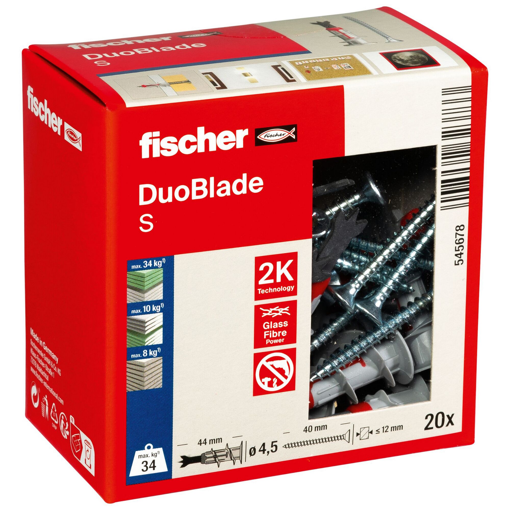 Fischer DuoBlade S Verpackung mit Schrauben