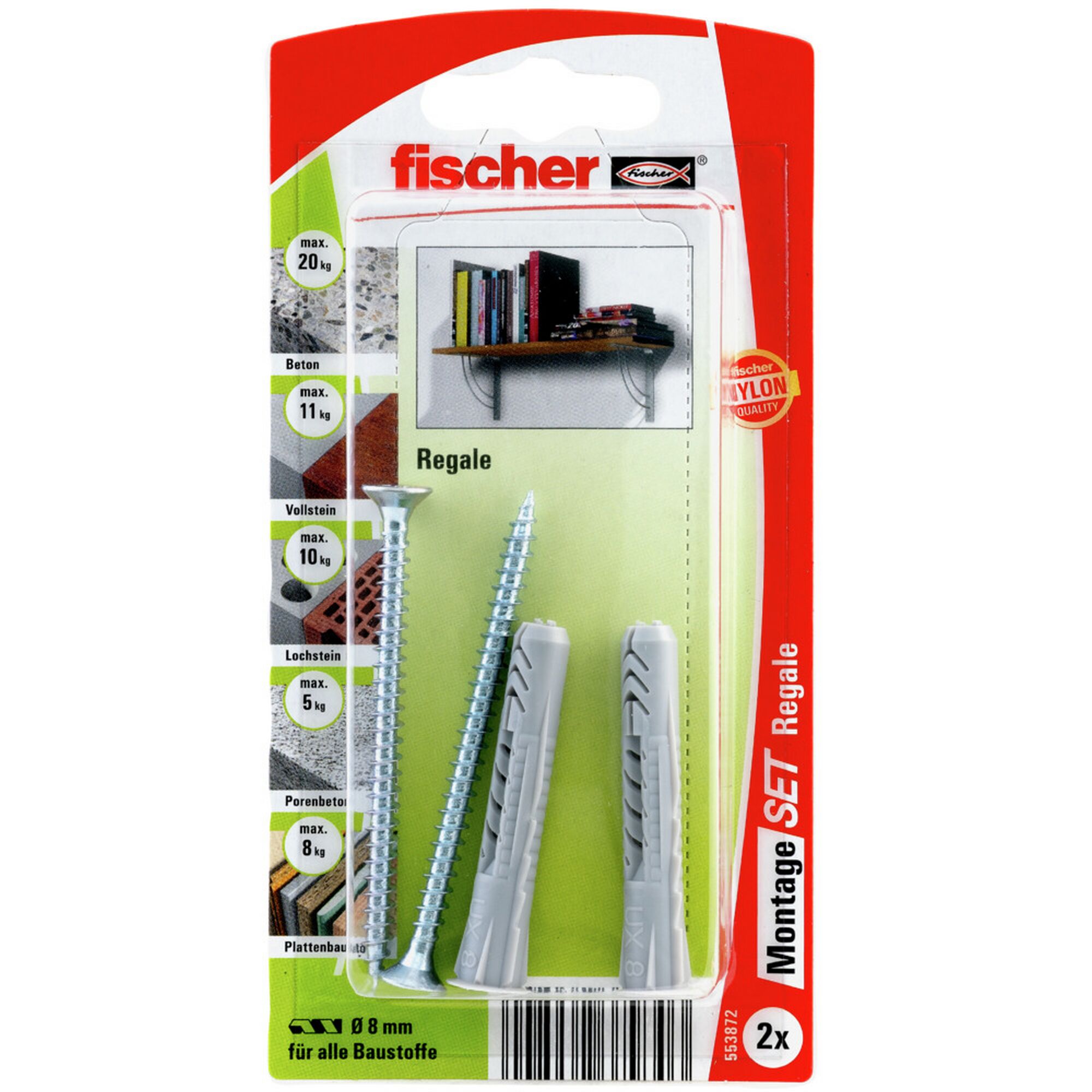 Fischer Dübel UX8 und Schrauben für Regale