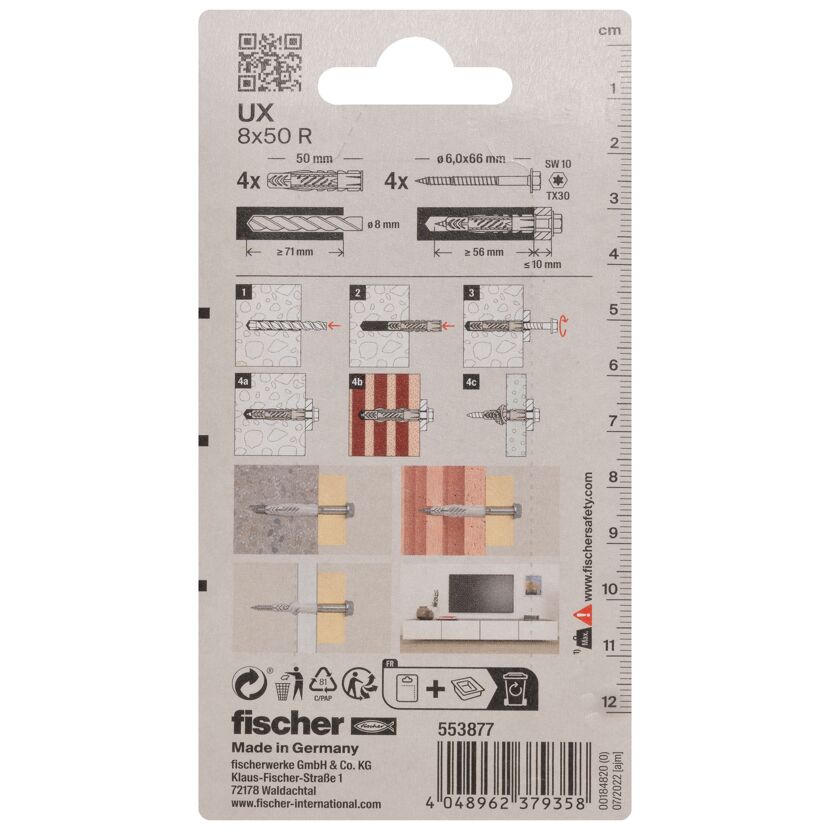 Fischer UX 8x50 R Dübel Verpackung