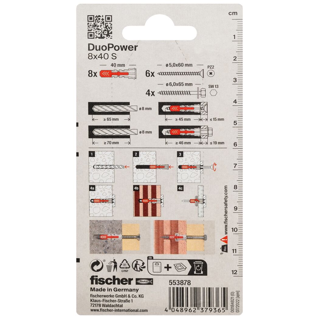 Fischer DuoPower 8x40 S Dübel