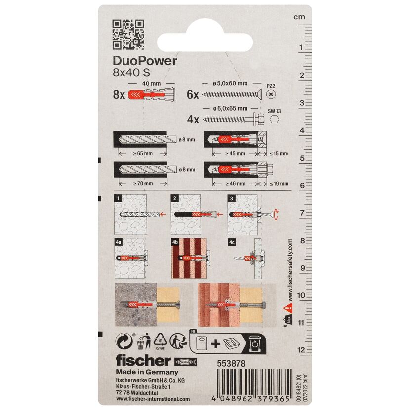 Fischer DuoPower 8x40 S Dübel