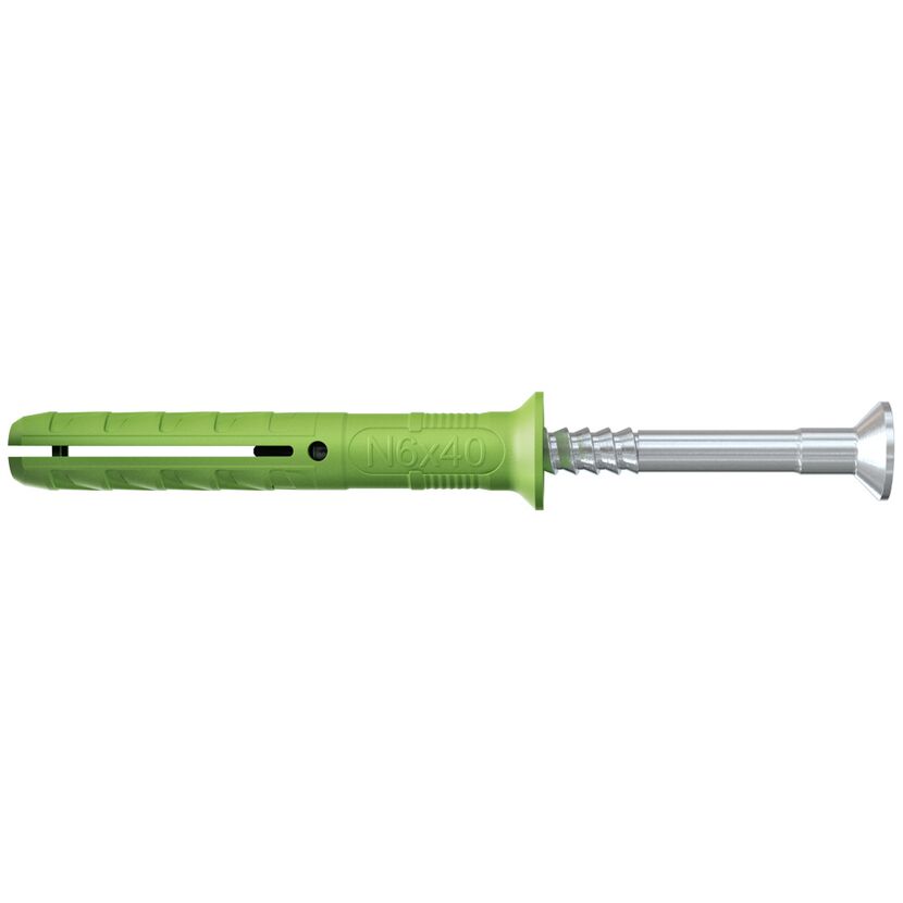 Grüner Nylondübel mit Schraube, N6x40