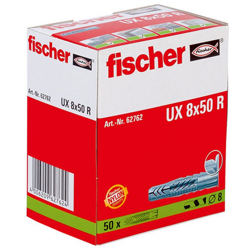 fischer Universaldübel UX 8 x 50 R mit Rand 50 Stück
