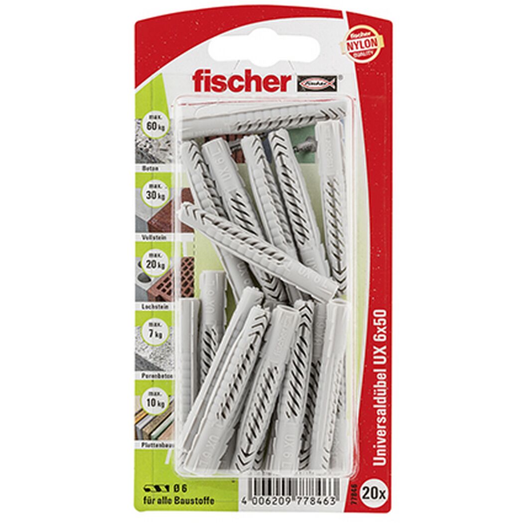 fischer Universaldübel UX 6 x 50 20 Stück