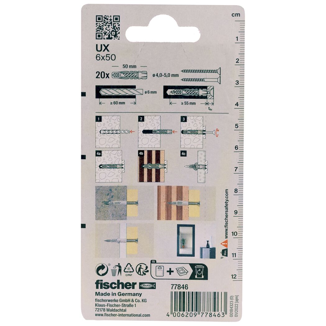 fischer Universaldübel UX 6 x 50 20 Stück